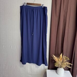 Love, Fire Women's Skirt Size XL Blue Elastic Drawstring Waist Long Sheer Thin